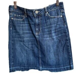Paige Denim Jean Skirt Sz 29 Raw Hem Dark Wash Preppy Coquette